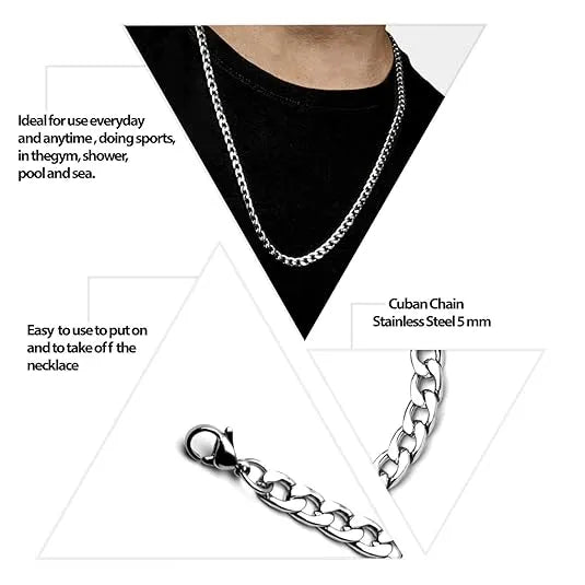 Silver Sterling Cuban Chain for Men Boys Neck Chain